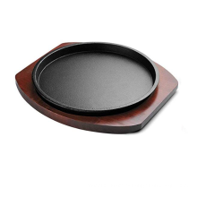 Aceite vegetal Hierro fundido Sizzling Steak Plates con base de madera / Sizzing pan / bakeware